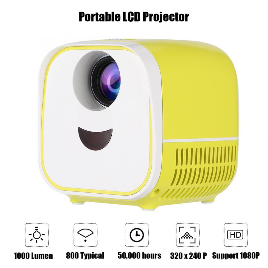 Mini Projector 1000:1 Contrast Ratio 320x240P L1 Home Portable LCD+ LED Projector Support HDMI / USB / TF Card Home Projector EU