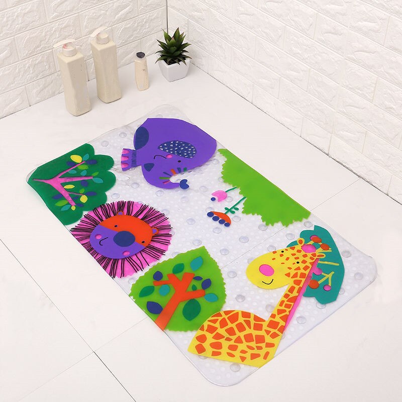 Cartoon Gedrukt Pvc Antislip Mat Kinderen Douche Bad Anti-Slip Voet Pads Badkamer Tapijt Voor Wc Floor plastic Zuignap Ma: Color 2-50x80cm