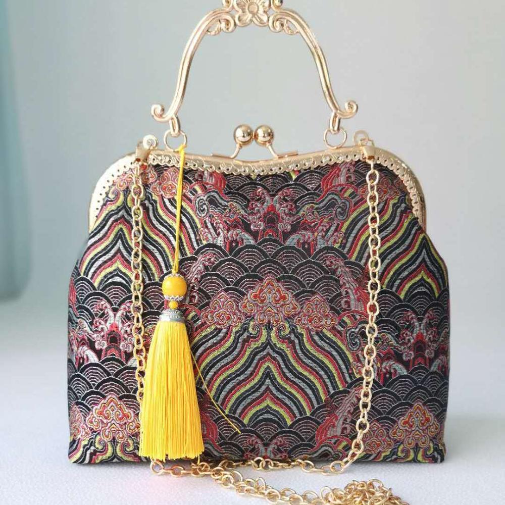 Bolsa feminina pura feita à mão para casamento, chique, bolsa escudo, cadeia, designer vintage, bolsa crossbody de ombro: women bag 7