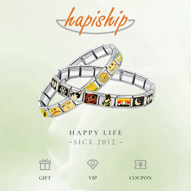 Hapiship 2024 nueva Love OK Lock Super Italian Charms Links Fit 9mm pulsera de acero inoxidable hacer joyería DJ1268-731