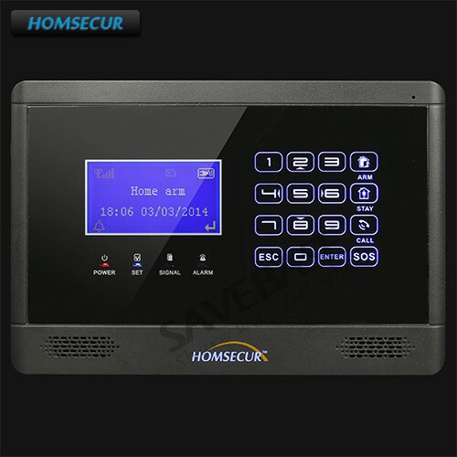 HOMSECUR-système d'alarme de sécurité, GSM, 433Mhz, avec écran principal, pour le bureau et la maison, sans fil, avec écran LCD, YA08