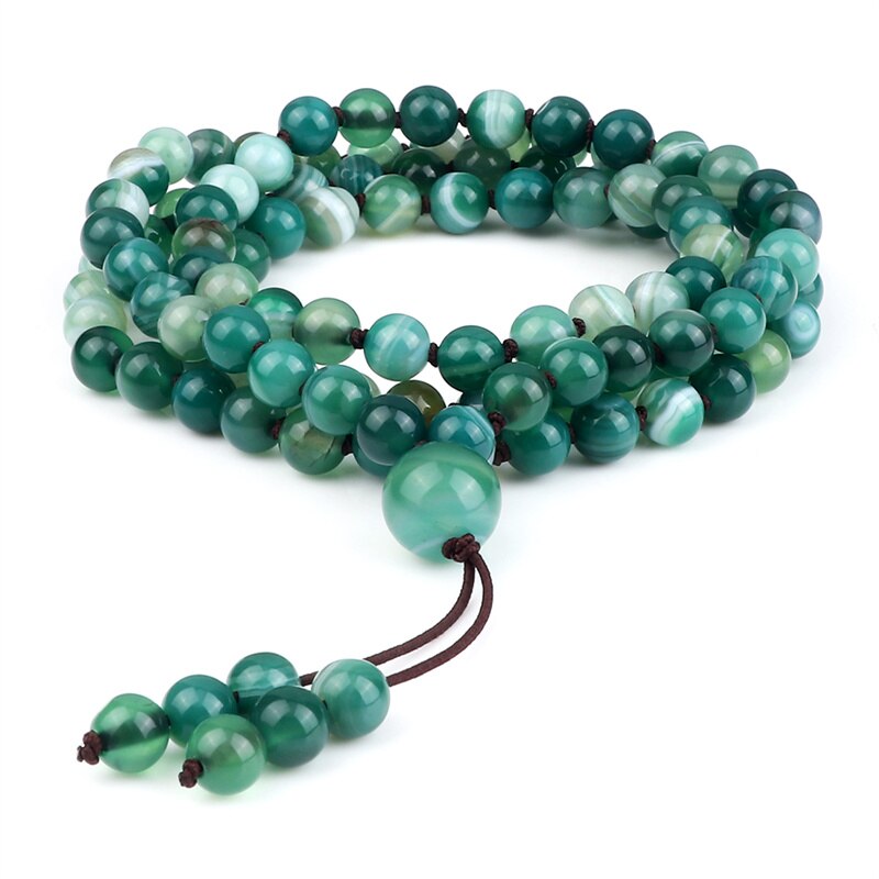 9 herrenarmbänder in verschiedenen stilen , 6mm natürliche blaue und violette achat-onyx-steine , 108 mala-ketten und -armbänder für damen: Gestreifte achate 3