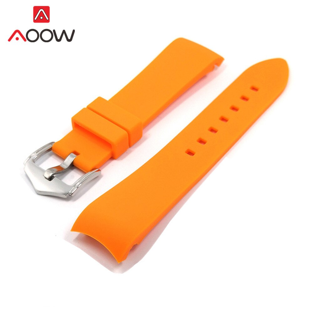 18Mm 20Mm 22Mm 24Mm Zachte Siliconen Band Universele Elleboog Arc Rubber Band Sport Waterdicht Vervanging Armband horloge Accessoires: Orange / 20mm