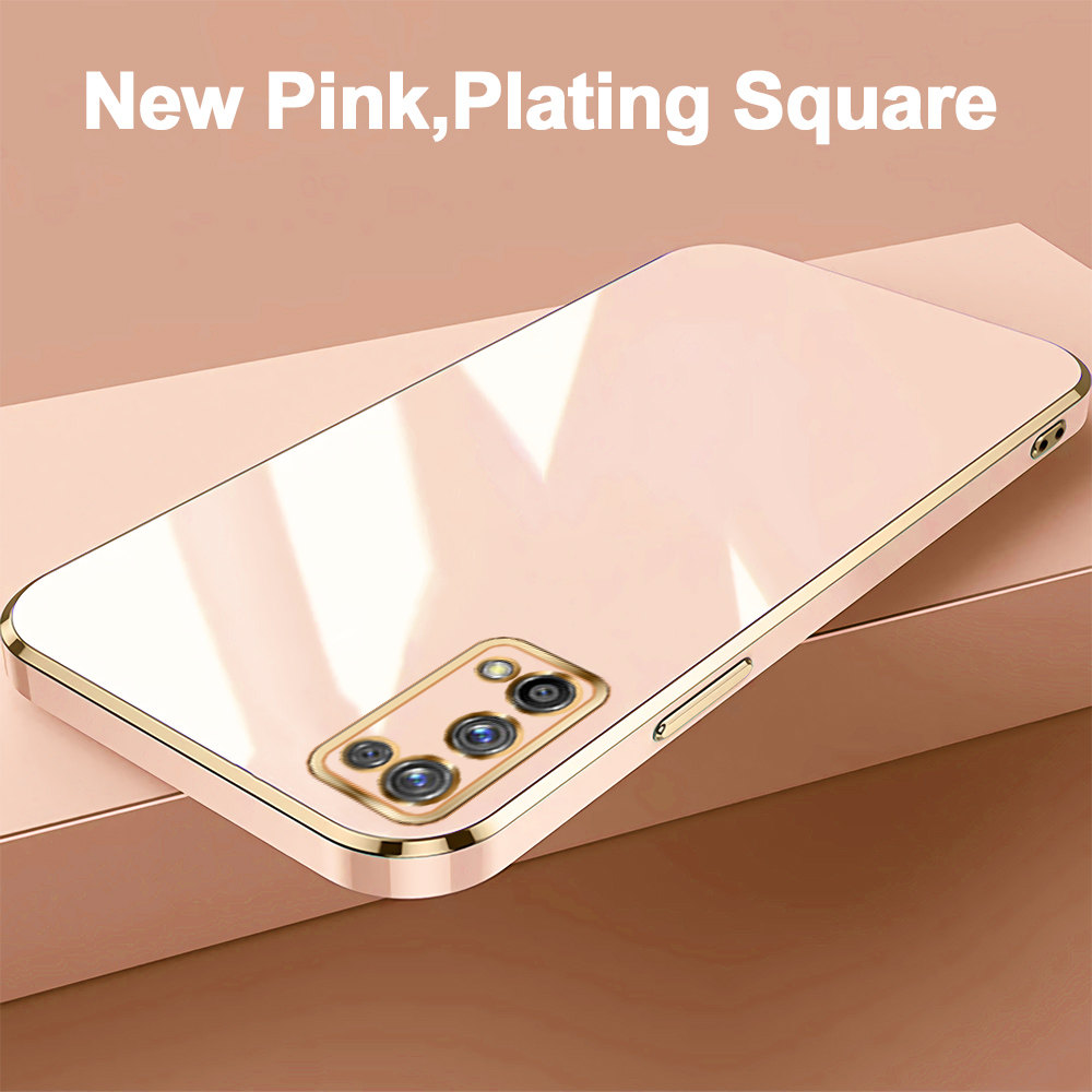 For Realme 7 Pro Realme 7 4G 5G 7i C17 Soft Original Cases Luxury Plating Soft TPU Cover Shockproof Case: aluminum / Pink