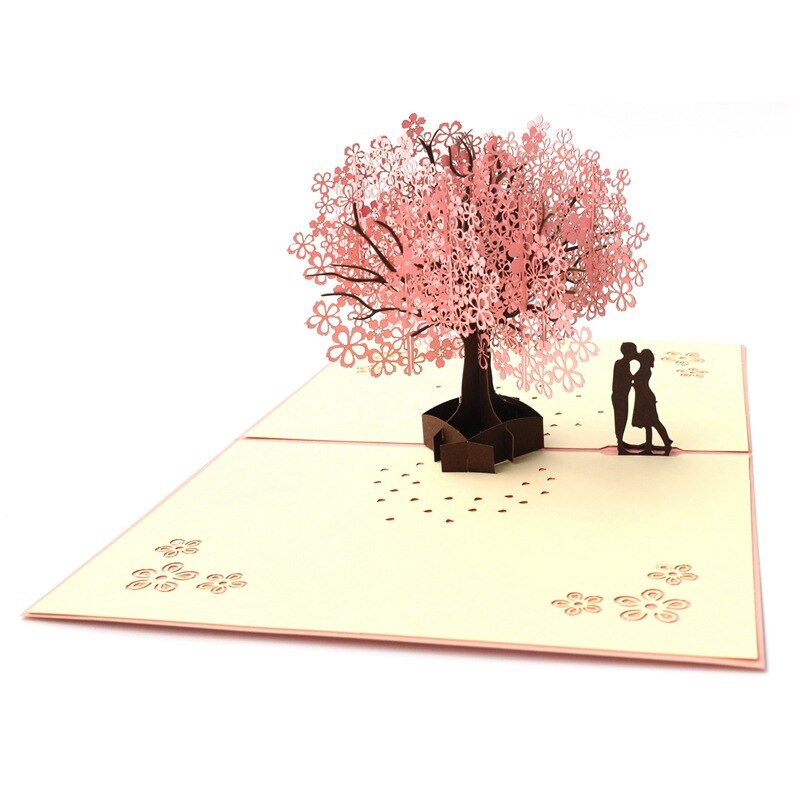 3D pop up card wedding cherry tree Invitation Card Valentine's day anniversary greeting card handmade greeting card