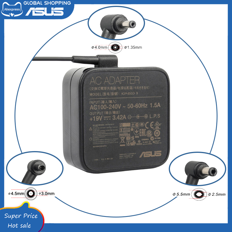 Original 19V 3,42A 65W ADP-65GD B 4,0x1,35mm/4,5x3,0mm/5,5x2,5mm AC Adapter Ladegerät Ohne Netzkabel Für Asus Laptop Cargador