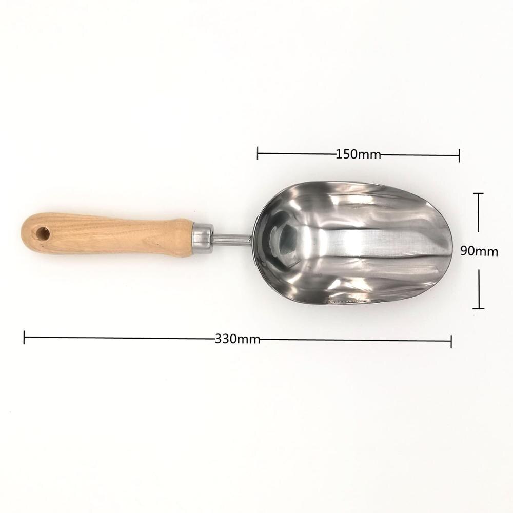 Manche en bois acier inoxydable grande pelle cuillère pelle sol boue plantation fleurs et fournitures de jardinage