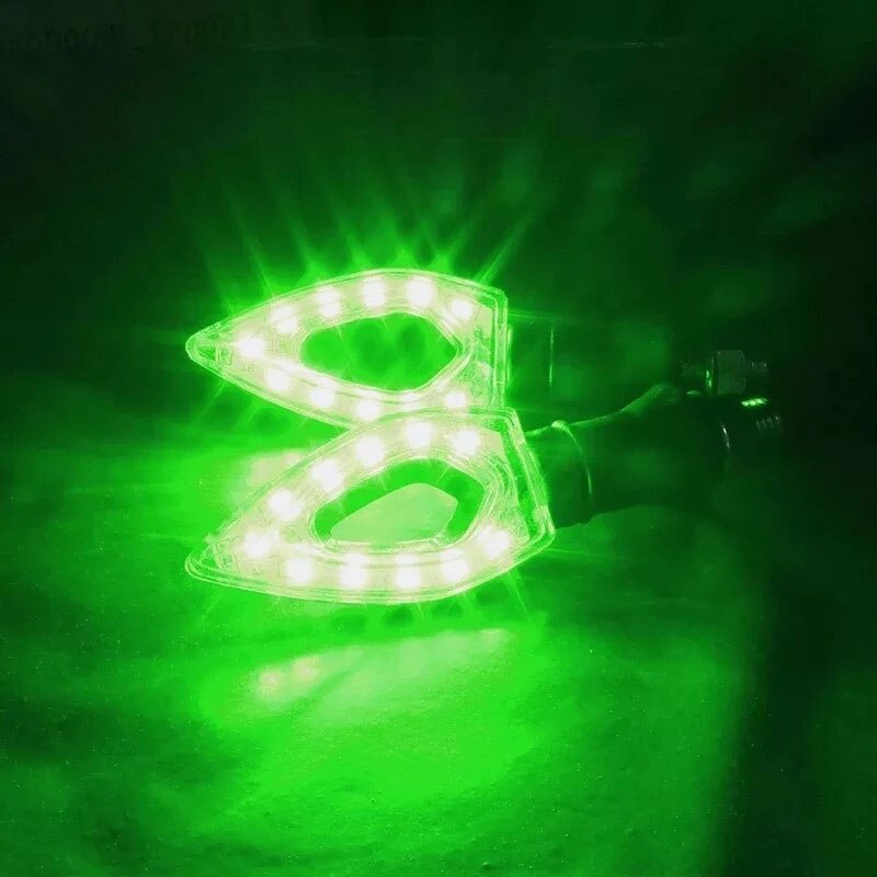 2pc 12 LED de señal de vuelta de luz intermitente para motocicleta luces de cola indicadores para Moto accesorios de la motocicleta amarillo rojo: Verde