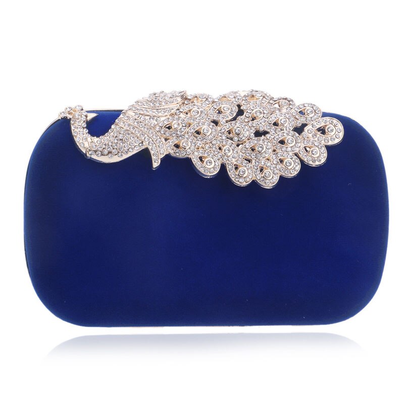 Mulheres Diamantes de Pavão Decoração Ferrolho Embreagens Noite Saco Dia Saco de Embreagem Bolsa de Casamento Das Senhoras da Fêmea Do Partido Boate Saco Crossbody: Blue
