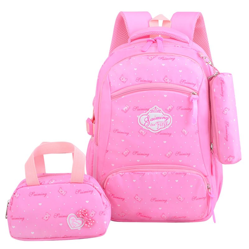 OKKID filles sacs d'école enfants école sac à dos enfants mignon dots livre sac ensemble primaire étudiant sac à dos cartable fille: pink