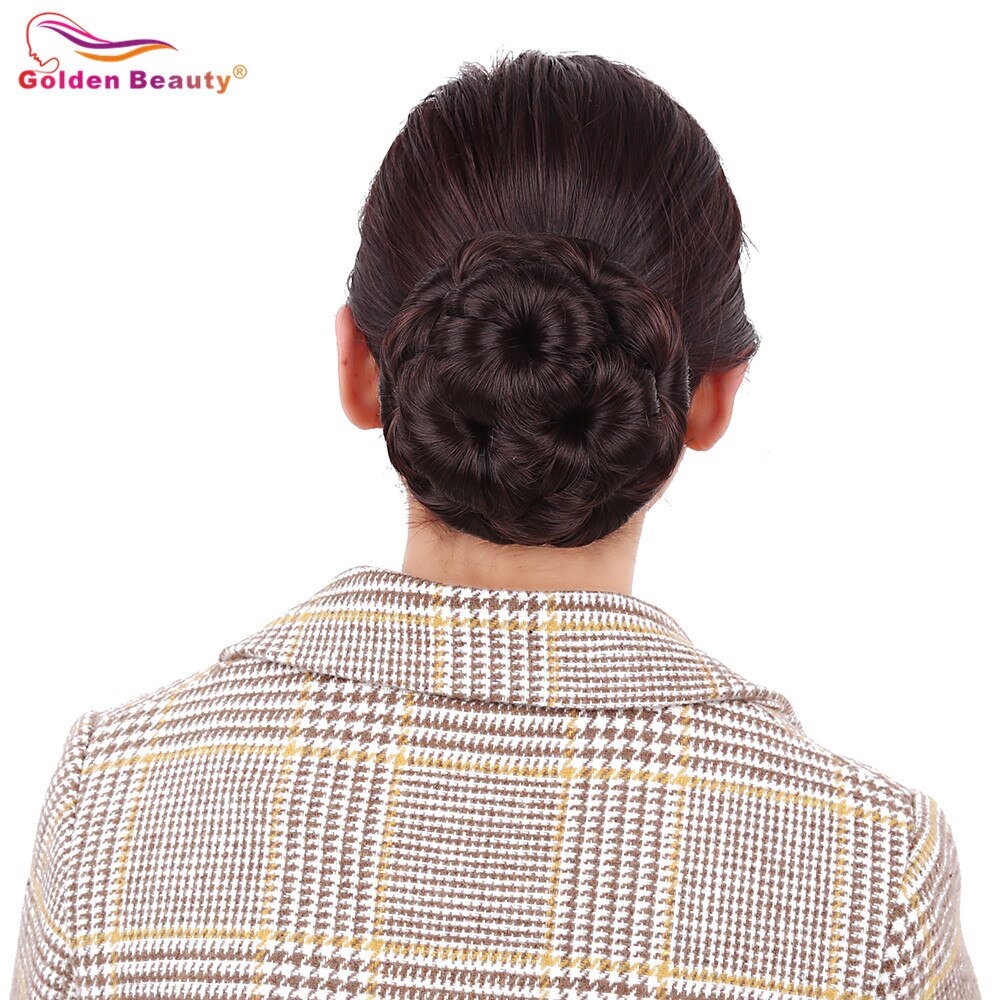 Curly Synthetic Hair Chignon Clip In Hairpiece Extensions with Plastic Combs Elastic Hair Bun Bride Wedding Updo Golden Beauty