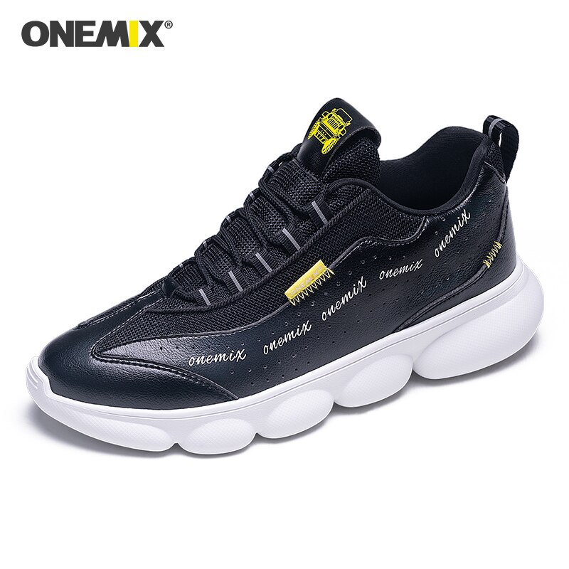 Onemix lette joggesko for menn pustende mesh sommer fritidskomfort hvit sport pappa sko mann plattform gå joggesko: Svart gul / 10