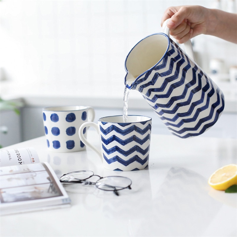 Jarra de agua de cerámica de gran capacidad japonesa, botella de té de la leche, jugo, cocina doméstica, bote de agua, taza hervidor, jarra de agua resistente al calor