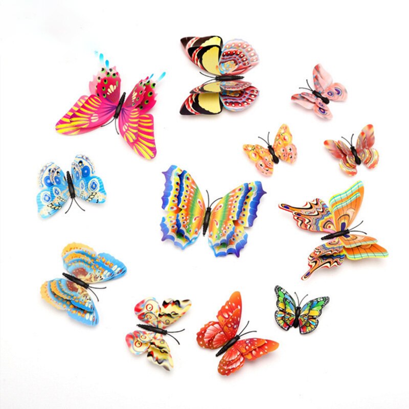Mariposa Artificial para decoración del hogar, accesorios de decoración para boda, Navidad, tocado, decoraciones para interiores, manualidades, scrapbooking, 12 piezas