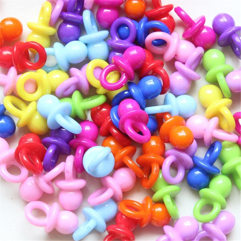 100 Uds. Chupetes de acrílico rosa para bebé decoración para de bienvenida de bebé tabla de dispersión R7RB: B