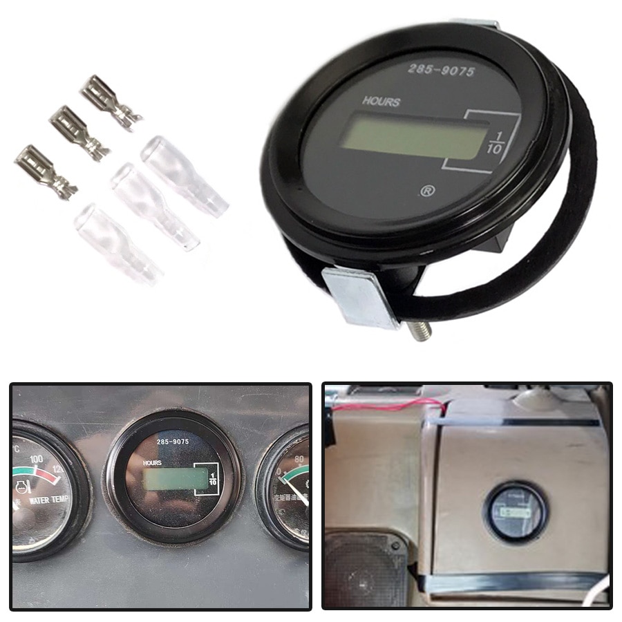 Contador de horas mecánico redondo para coche, contador de tiempo para gato, generador de coche diésel, Motor de gasolina, excavadora, Tractor, Motor DC12, 36V