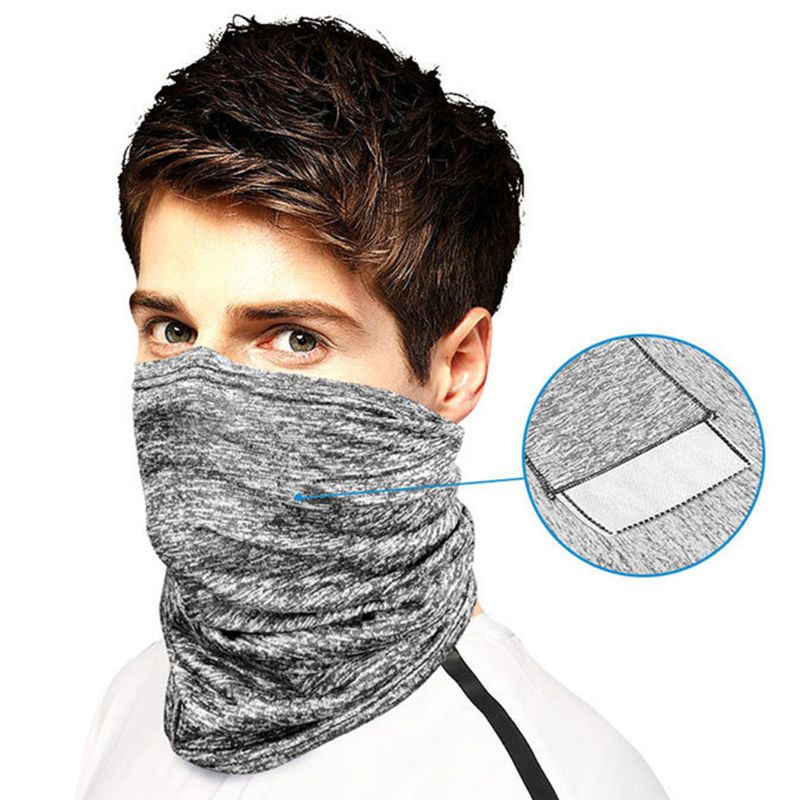 Écharpe pour masque Bandana unisexe sans couture | Avec poche filtrante, guêtre de cou couleur unie cyclisme anti-poussière pour l'extérieur,