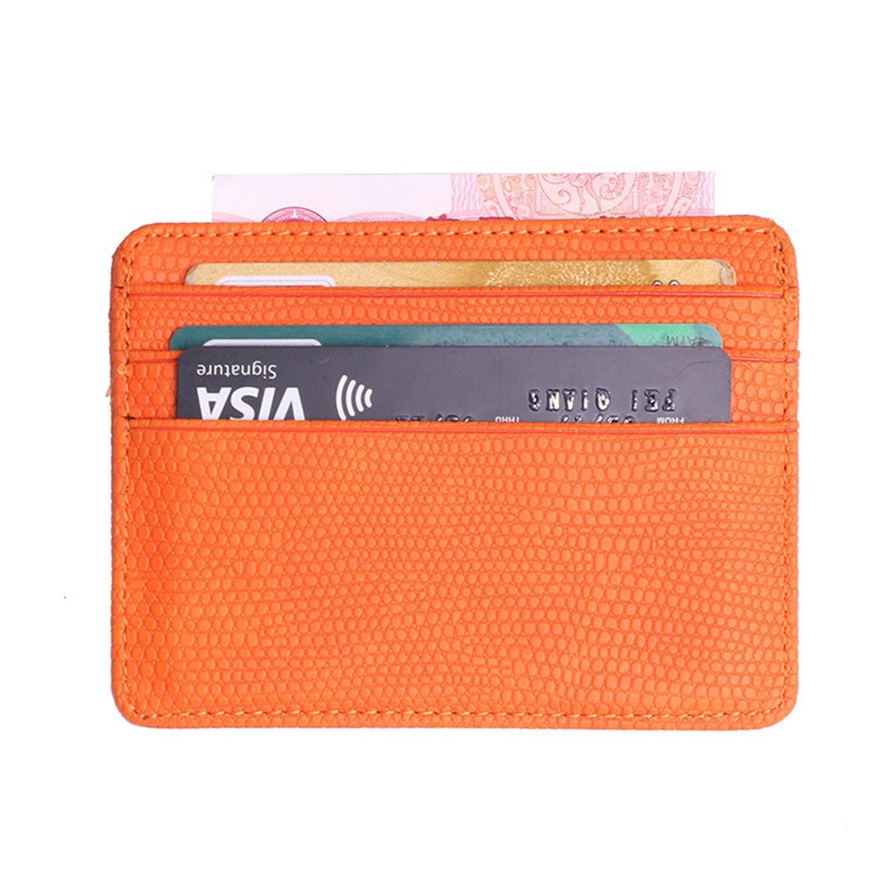 Women Men PU Leather Bank ID Card Wallet Holder Durable Slim Simple Travel Business Case With Purse Card Holder: Orange