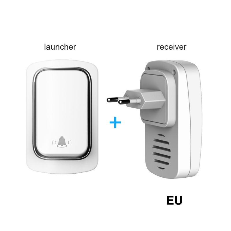 Wireless Doorbell Welcome bell Intelligent Home Doorbell Alarm Smart Doorbell Wireless bell Waterproof Button Self-Powered Door: EU White
