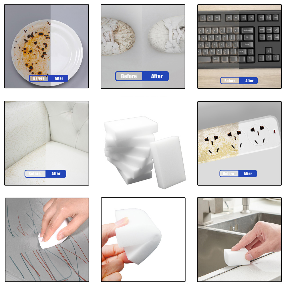 Esponja mágica de melamina, borrador de 10x6x2cm, esponjas de limpieza blancas, limpiador para accesorios de cocina y baño, 10/20/30/100 Uds.