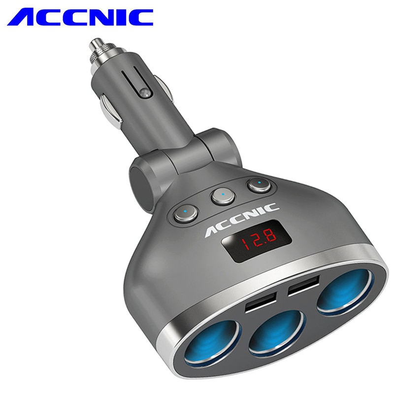 Accnic 5 V 1A/2.4A Dual USB Sigarettenaansteker Splitter Socket Adapter 120 W LED Voltage Monitor Auto auto USB Plug Converter