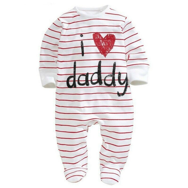 Leuke pasgeboren peuter baby jongen meisje romper brief print jumpsuit baby kleding: Love dad / 18m