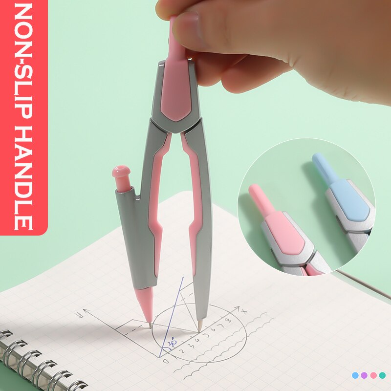 LA HUATE Set Geometria 8 Pezzi Con Bussola In Custodia Metallica – Rosa, Per Scuola E Disegno