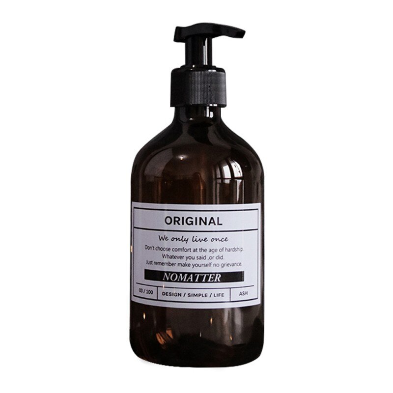 Botella de jabón de estilo nórdico para baño, botella rellenable de Gel de ducha marrón, para champú, acondicionador de pelo, lociones, dispensador de prensa, 300/500ml: A / 500 ml