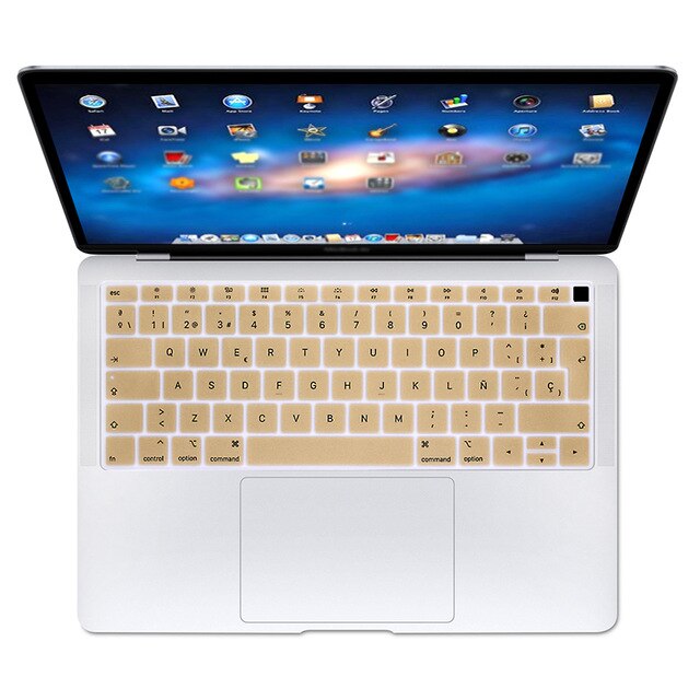 Spaans Eu Teclado Keyboard Protector Cover Beschermende Huid Voor Apple Macbook Air 13 13.3 Inch A1932 Touch id: gold