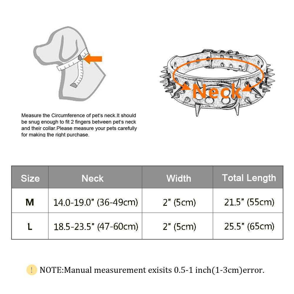 2 "larghezza a spillo Borchiata Collare di canna per medio larga Cani pitbull Pastore Tedesco dell'UNITÀ di elaborazione Collari di Cuoio Da Compagnia fresco & di modo