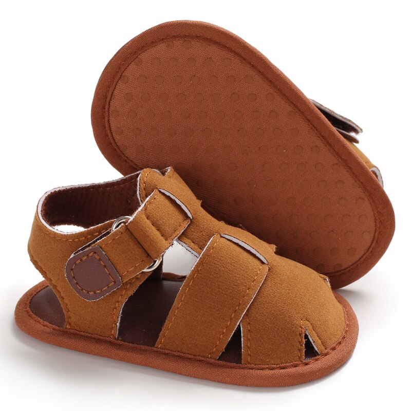 Kleinkind freundlicher Weichen Sohlen Leder lässig Schuhe Sommer Baby Jungen Sandalen Prewalker: Braun / 0-6 Monate