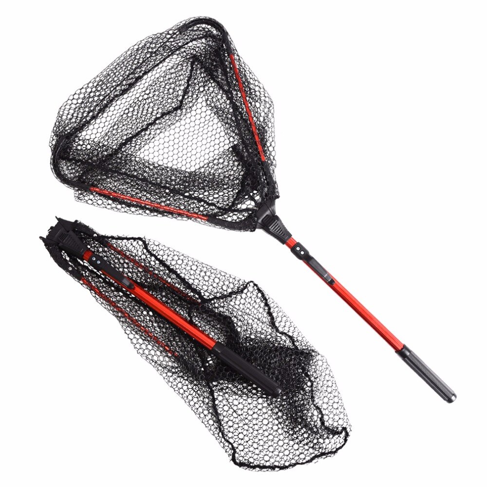 80cm Portable Folding Aluminum Fly Fishing Net Brail E-glass Triangular Frame Carp Fishing Landing Net Fish Trap