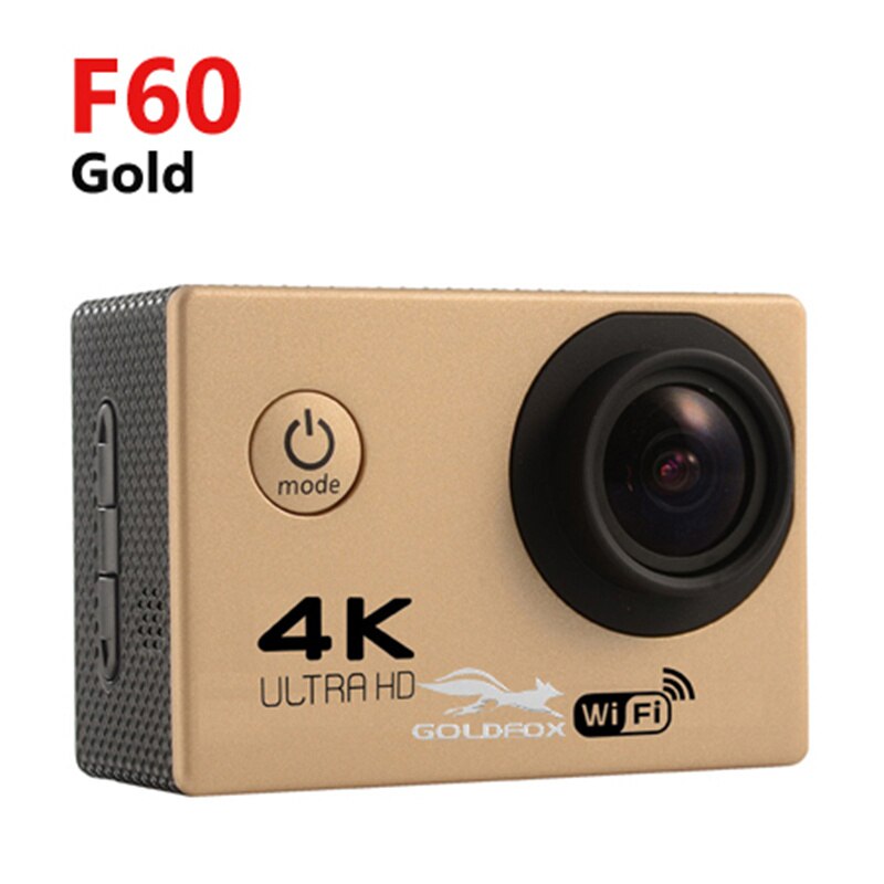 Ultra HD 4K Action WiFi Della Macchina Fotografica Videocamere 16MP 170 Go Cam Deportiva 2 pollici di Schermo F60 F60R Impermeabile di Sport camera pro 1080P cam: F60 Gold