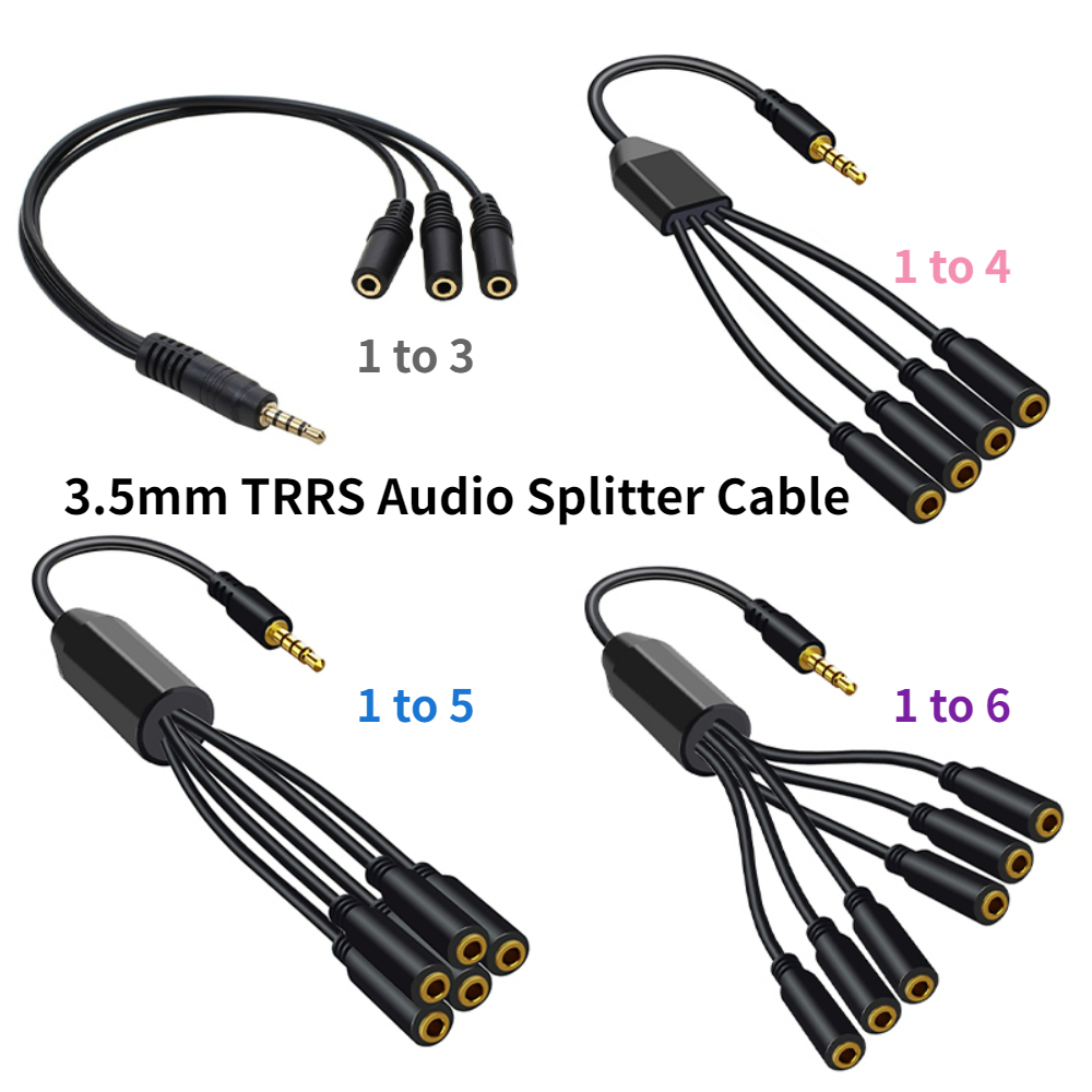 Divisor de auriculares de 3,5mm, extensor de conector Audeo, Cable auxiliar de 1 a 6 puertos, adaptador de Audio de micrófono para auriculares de teléfono, Cable divisor