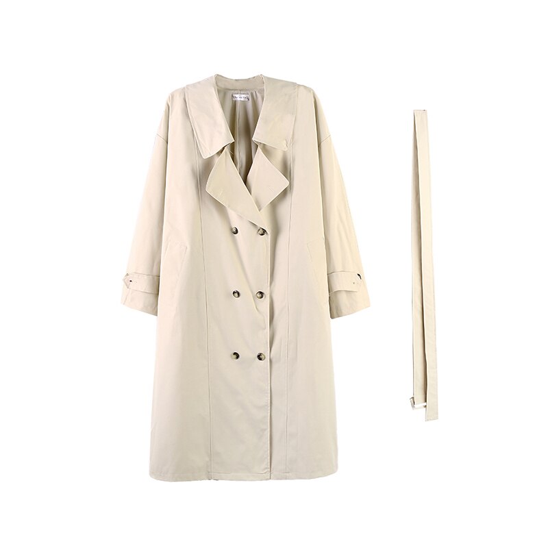Gabardina larga de color caqui para mujer, abrigos encantadores con botones y doble botonadura, prendas de vestir de estilo japonés británico, Chic que combina con todo para primavera
