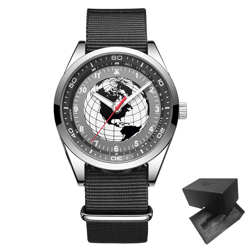 Addiesdive zegarek indywidualny modny styl Retro Pilot nylonowy pasek mineralny lustro stop 40mm Dial kwarcowy zegarek dla mężczyzn: W B Box