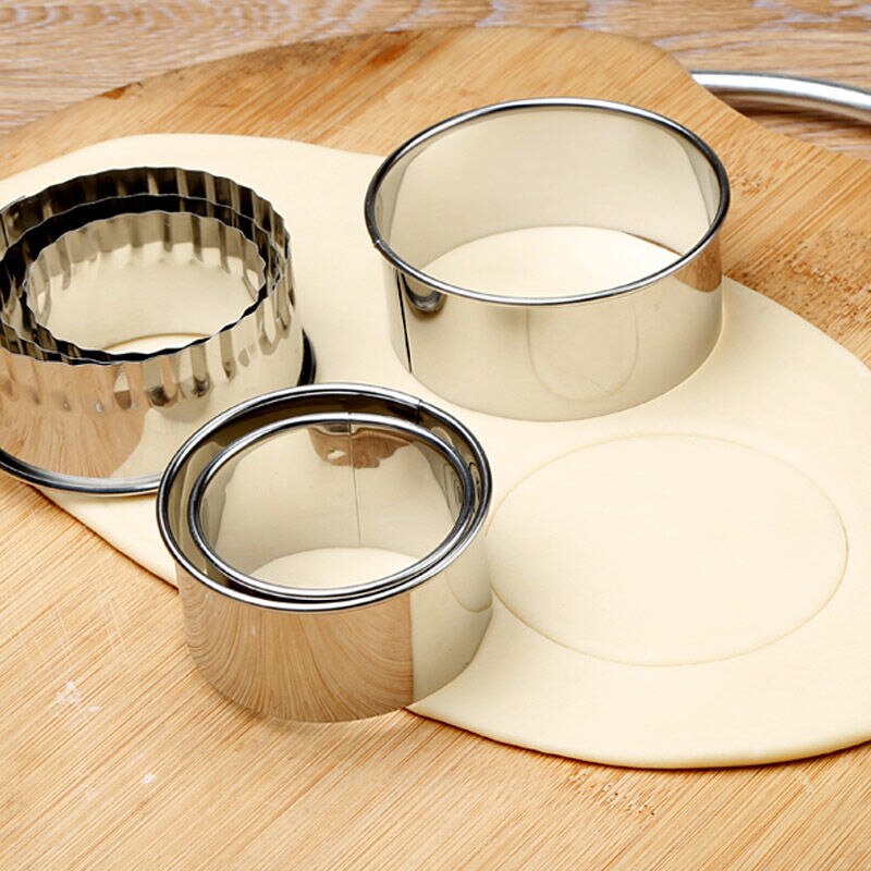 3Pcs Portable Dumplings Cutter Mould Cookie Pastry Maker Stainless Steel Dough Cutting Tool Round/Flower Shaped Kitchen Gadgets