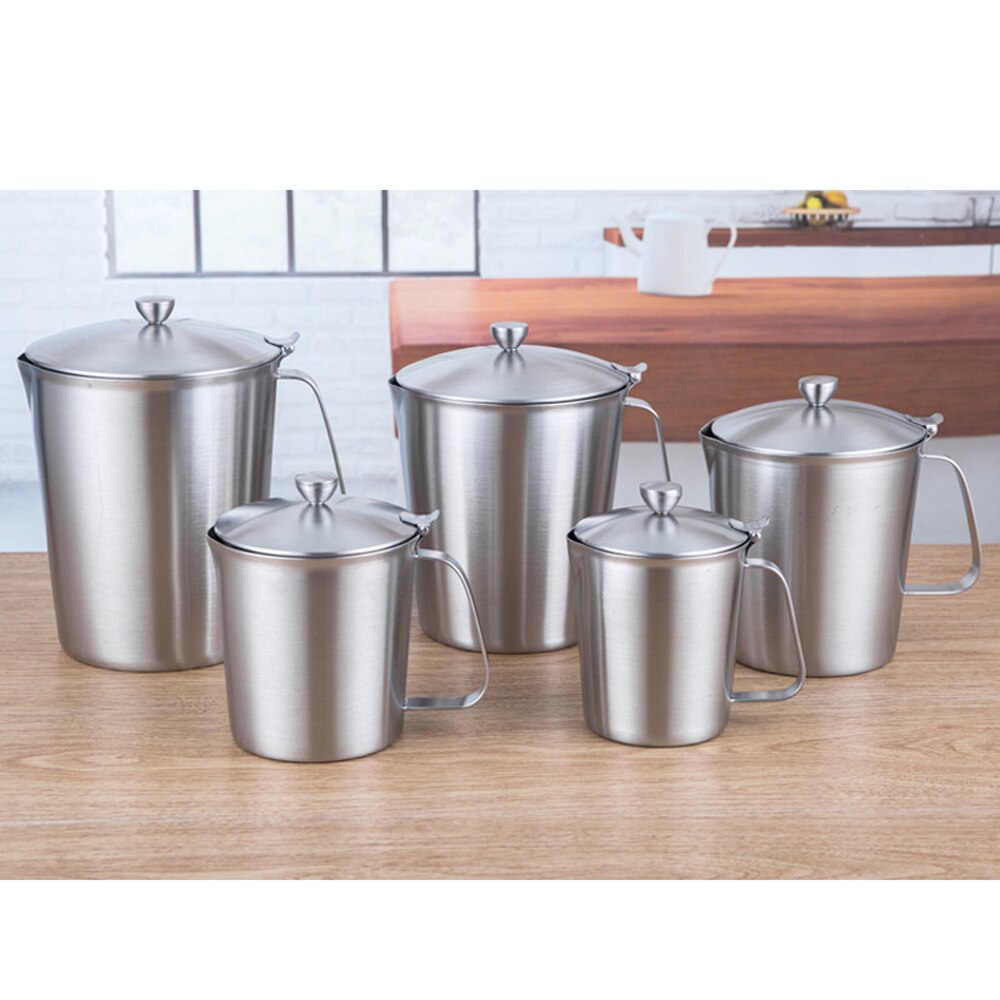 With Cover 500ml/700ml/1000ml/1500ml/2000ml 304 Stainless Measuring Scale Cup Graduated Cylinder Milk Tea Baking Spoon