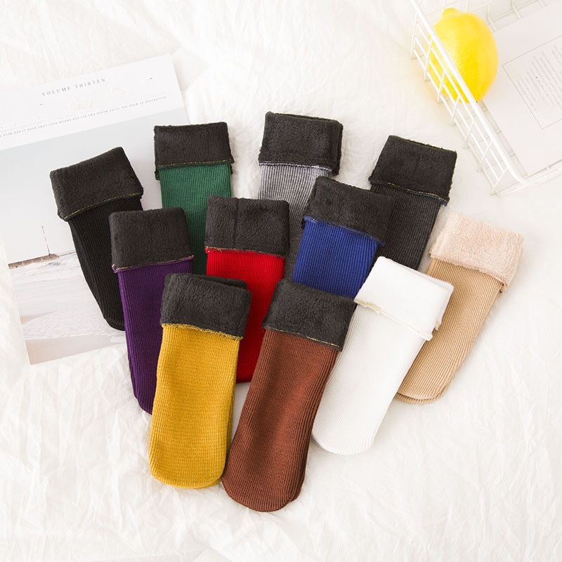 Abstand verdicken Thermische Kaschmir Wolle Boden Socken Kinder Schnee Stiefel Socken Casual Zufällige Farbe Baumwolle Kinder Winter Warme Socken