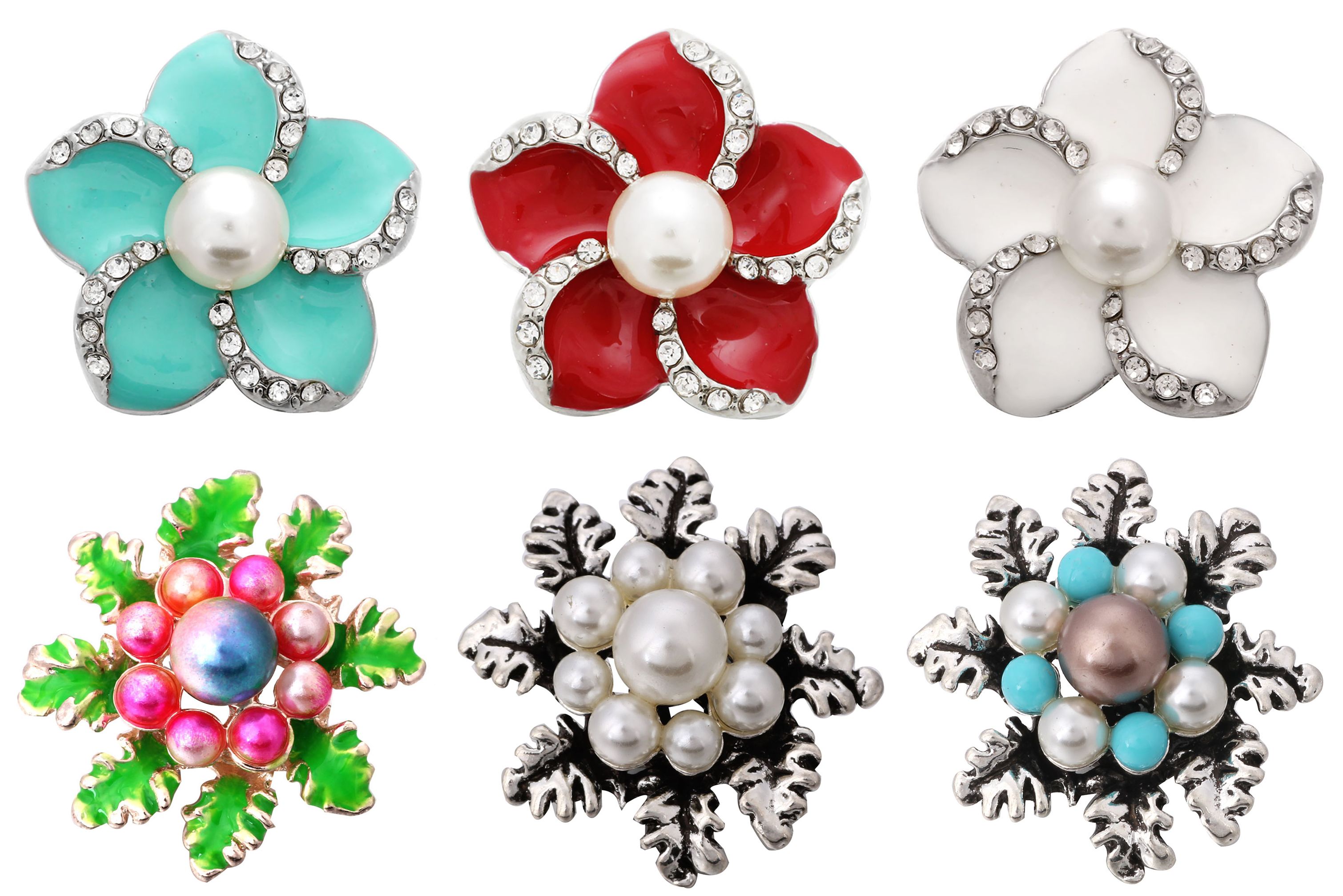 6 pièces/lot gros bouton pression bijoux mixte métal 18mm bouton pression strass pour 20mm 18mm bouton pression Bracelet bijoux: 18