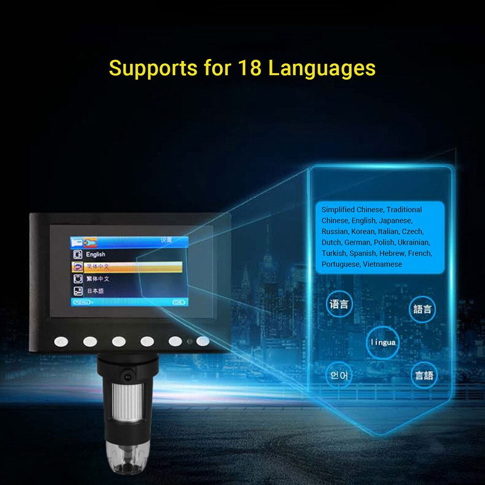 Digital Microscope 4.3-in 1000X Magnification LCD Microscope Portable Electronic Microscope Video Camera 8 Adjustable LED Light