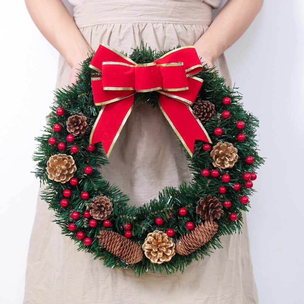 40cm Christmas Wreath Wall Door Hanging Ornament for Xmas Party Decor Prop