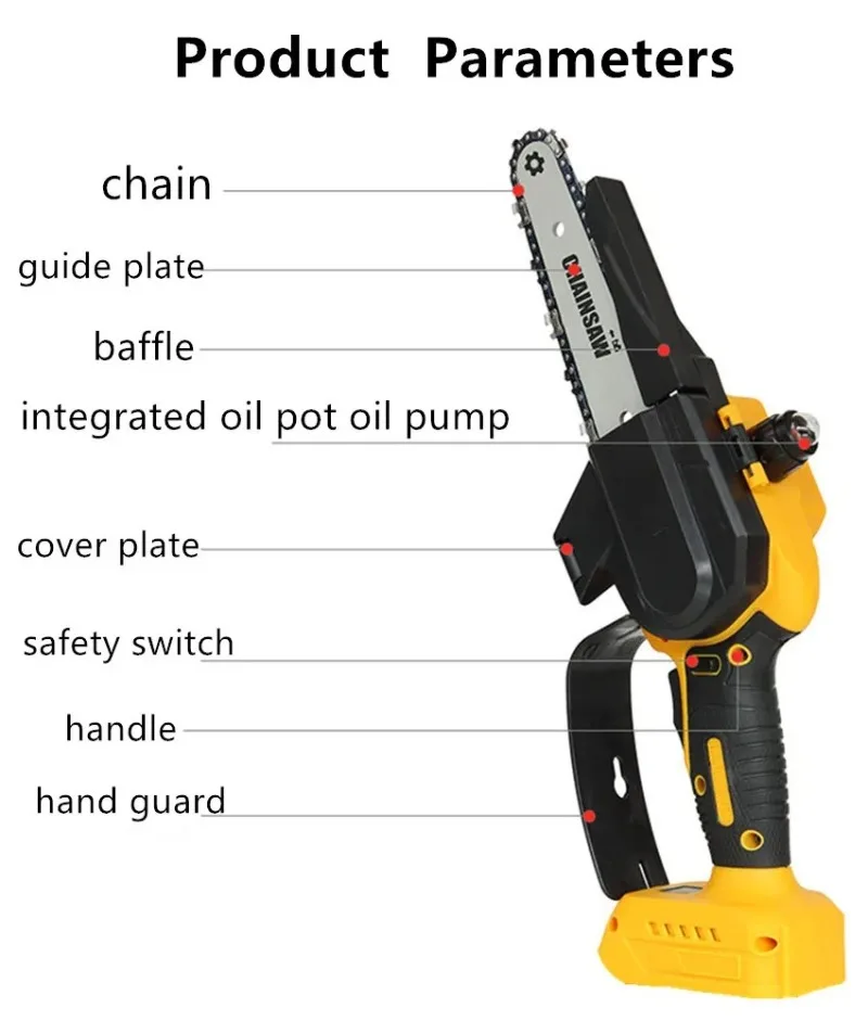 6/8 tommer børsteløs motorsav til dewalt 18/20v batteri trådløs elektrisk motorsav træbearbejdningsskærer beskæring skovhugst elværktøj
