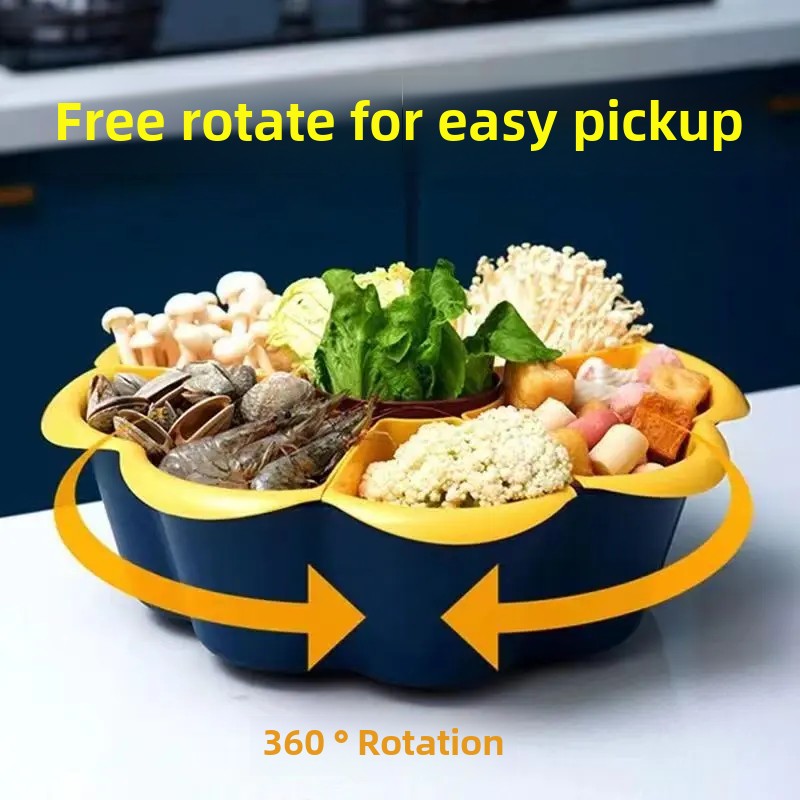 Rotating Multi-Functional Double Layer Plastic Kitchen Utensils For Vegetable And Meat Dishes Water Drainage Cooking Tray Set