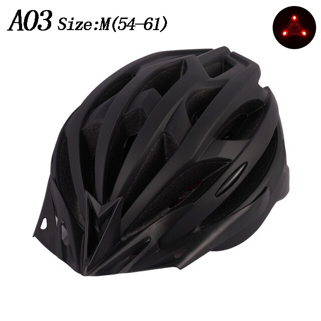 NEUE Fahrrad Helm LED Licht Wiederaufladbare Intergrally-geformt Radfahren Helm Berg Straße Fahrrad Helm Sport Sicher Hütte Für Mann: A03 Schwarz