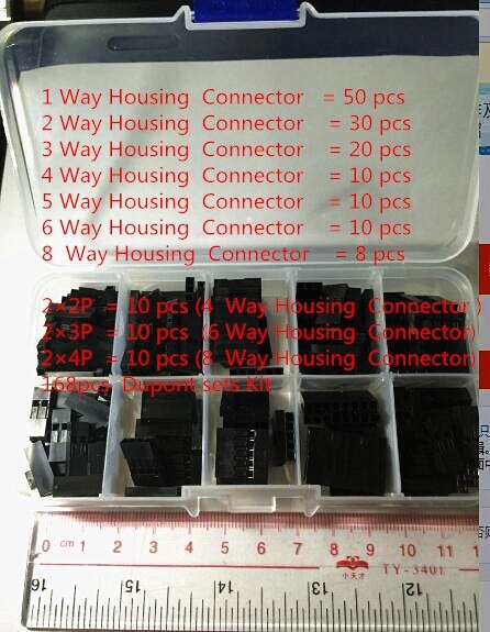 168 stks Dupont sets Kit met doos 1 p/2 p/3 p/4 p/5 p/6 p/8 p/2*2/2*3/2 * 4PIN Behuizing plastic Shell Terminal Jumper Draad Connector set