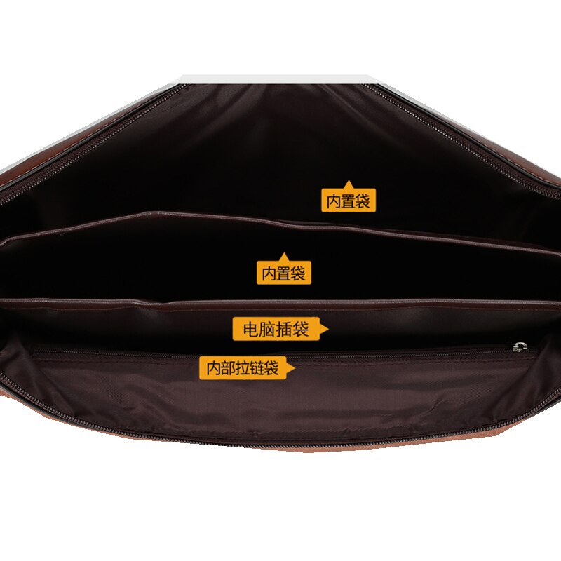 Anti-theft code lock PU leather business briefcase Retro shoulder bag password lock Laptop briefcase retro trendy men's handbag