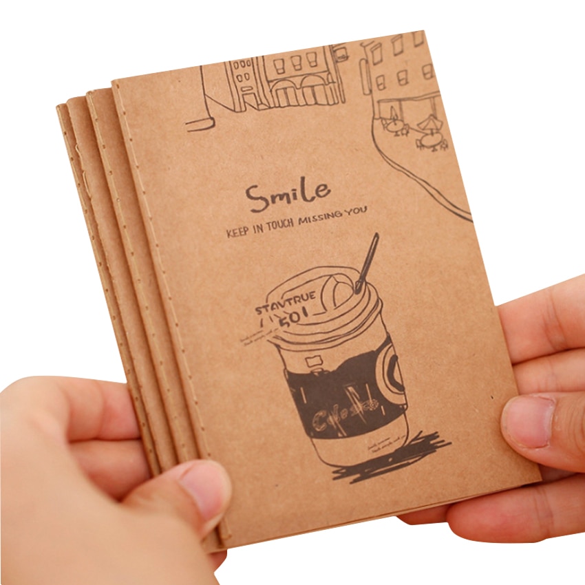 4 unidades/lote de libreta Vintage coreana, libreta pequeña con sonrisa de dibujos animados, cuadernos Retro para ejercicios, suministros escolares y de oficina
