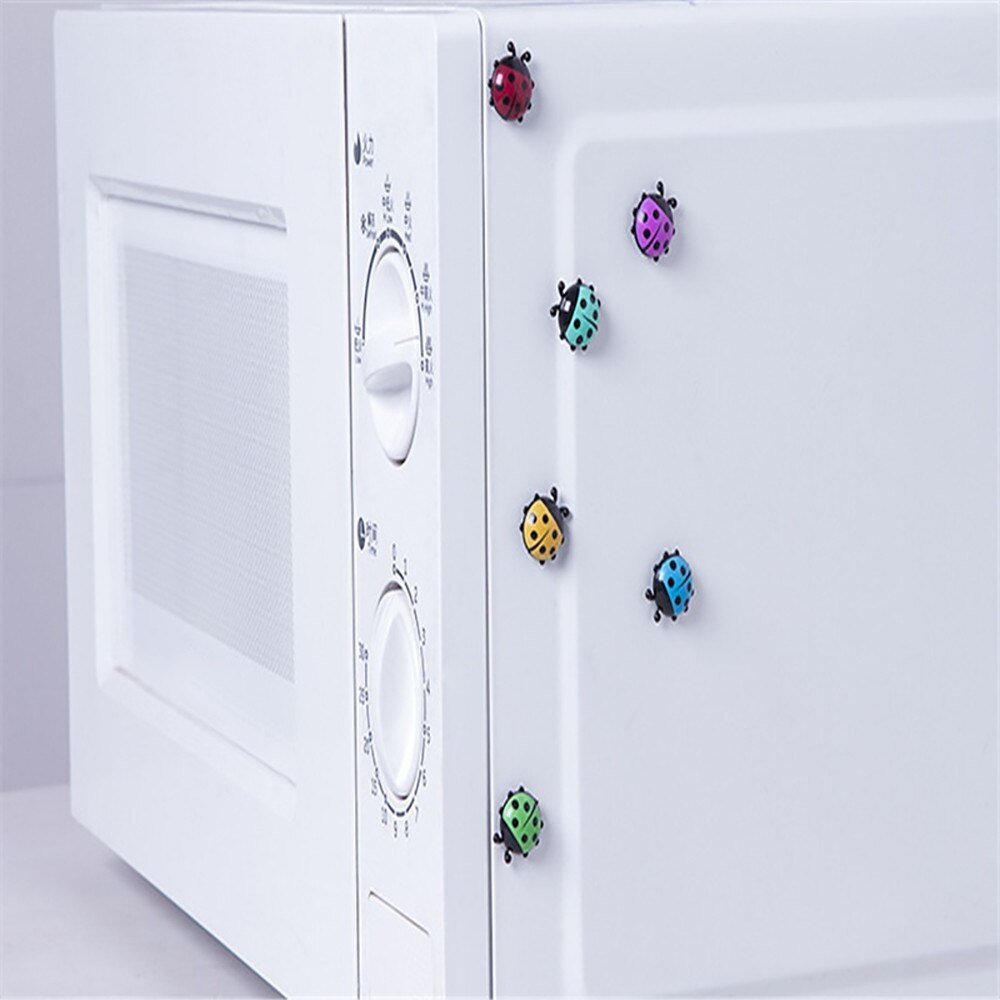 Mini imanes de nevera de mariquita, pegatinas magnéticas creativas para decoración del hogar, pegatina, 6 uds.