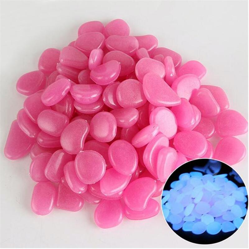 100 stuks lichtgevende keien, kiezelstenen, gloeiend grind voor aquarium, aquarium, tuindecoratie (lichtpaars)